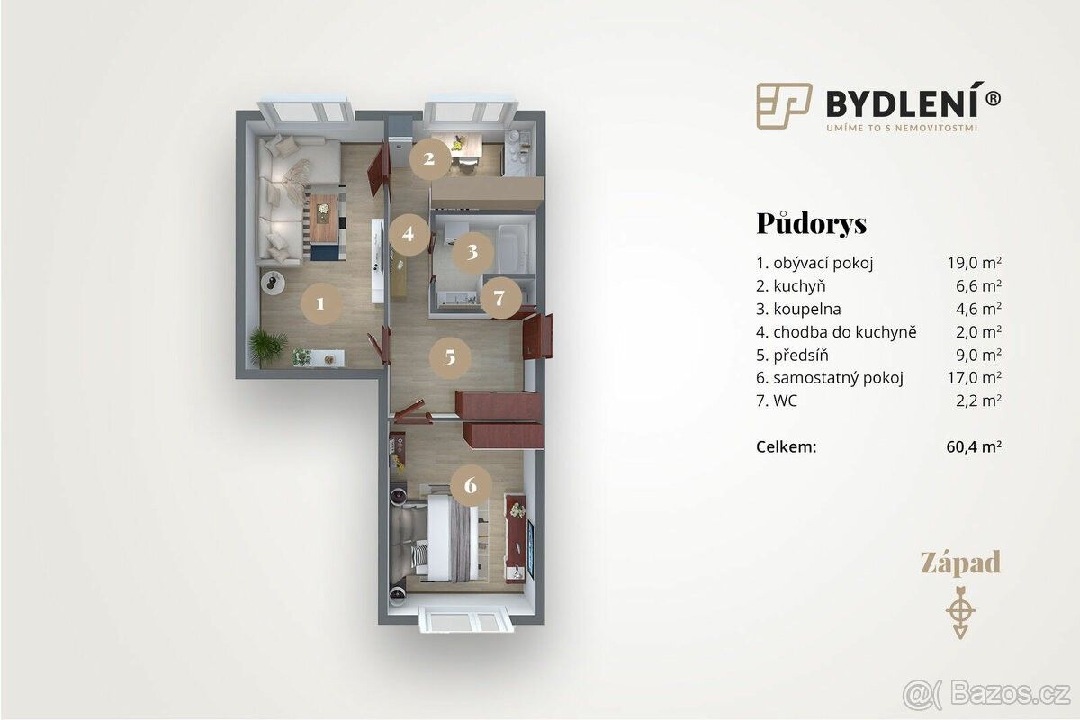 Prodej byt 2+1 - Ústí nad Labem, 400 11, 60 m²