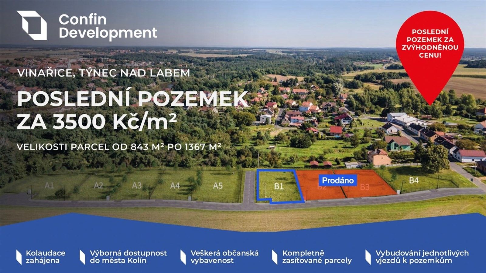 Pozemky pro bydlení, Vinařice, Týnec nad Labem, 911 m²