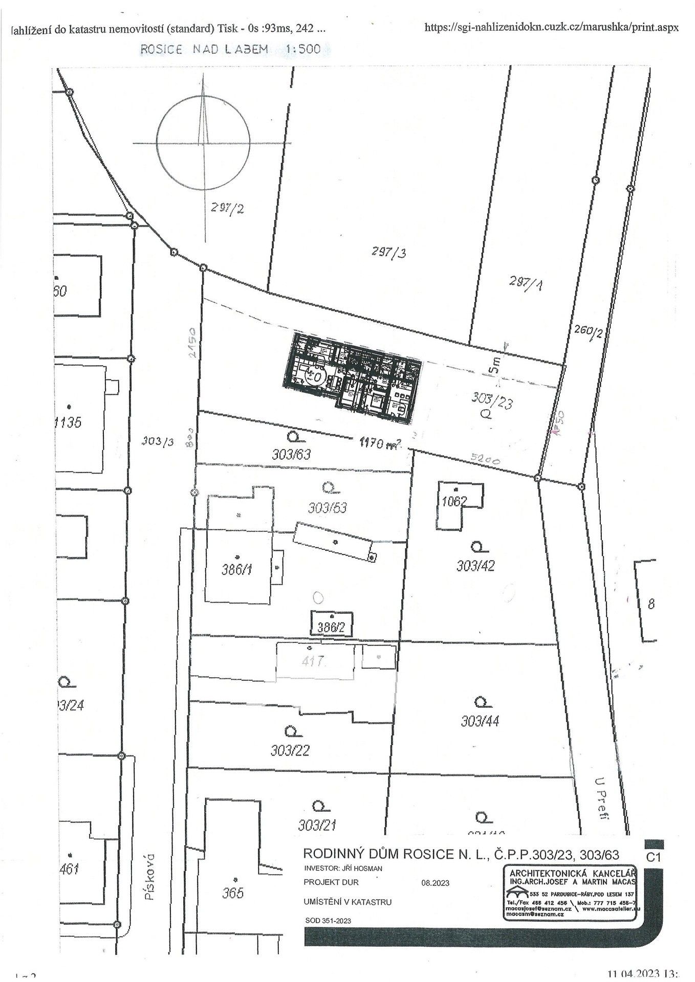 Prodej pozemek pro bydlení - Písková, Pardubice, 1 170 m²