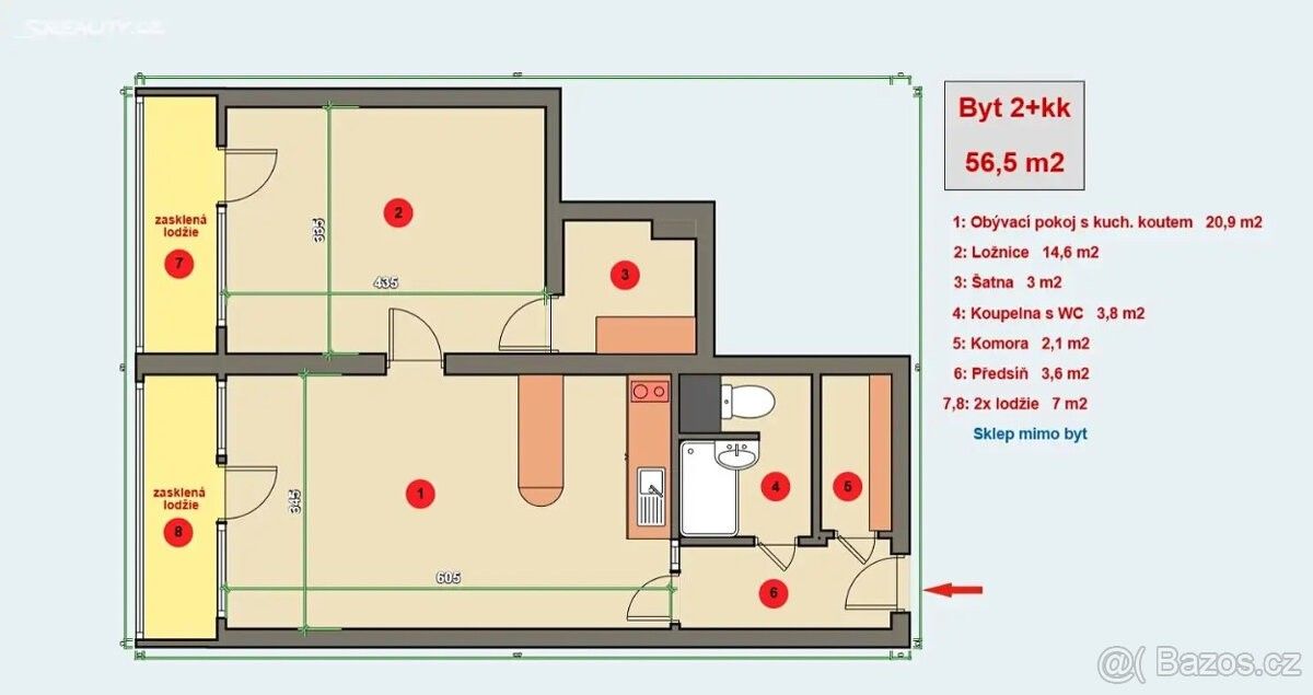 Pronájem byt 2+kk - Hradec Králové, 500 12, 56 m²