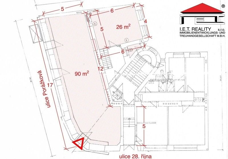 Obchodní prostory, 28. října, Ostrava, 90 m²