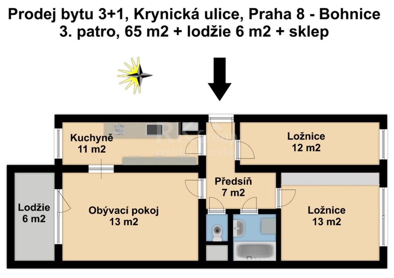 3+1, Krynická, Praha, 71 m²