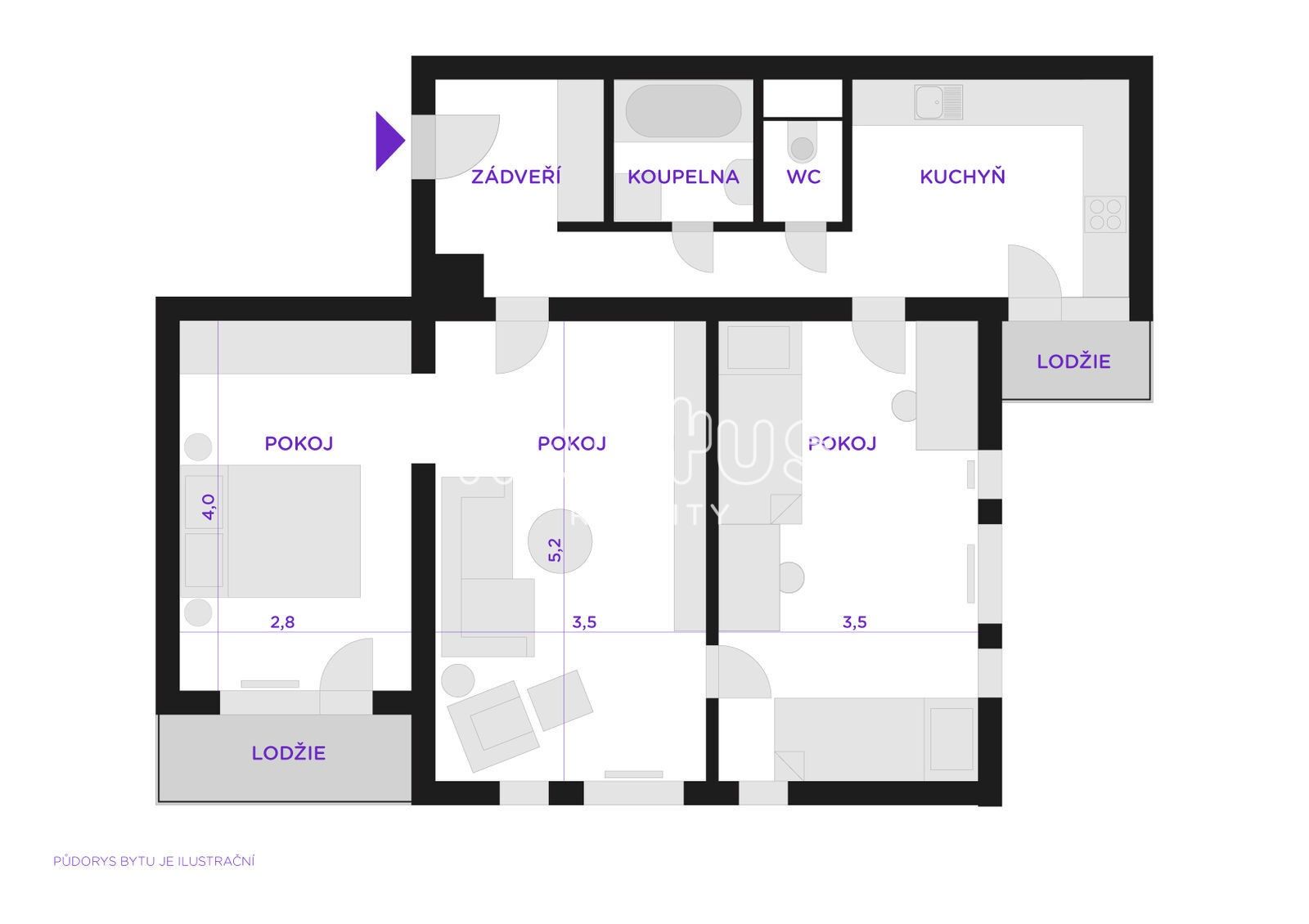 Prodej byt 3+1 - Sokolovská, Ostrava, 68 m²