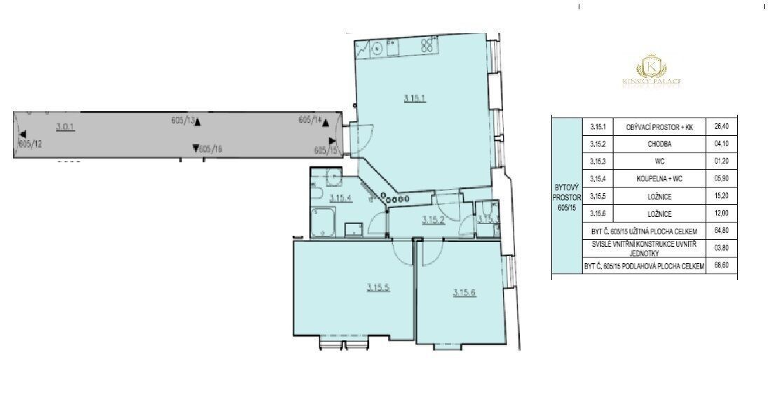 Prodej byt 3+kk - Grafická, Praha, 68 m²