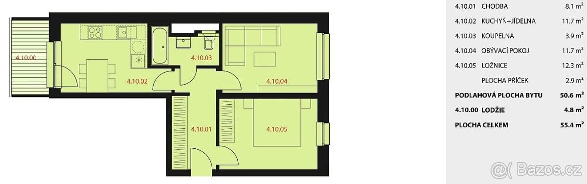 Pronájem byt 2+1 - Kuřim, 664 34, 55 m²