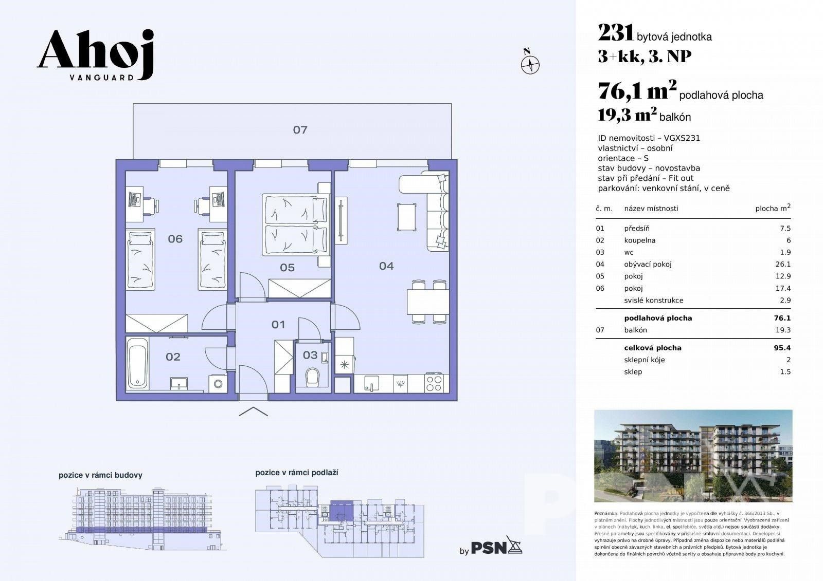 Prodej byt 3+kk - Československého exilu, Praha, 76 m²