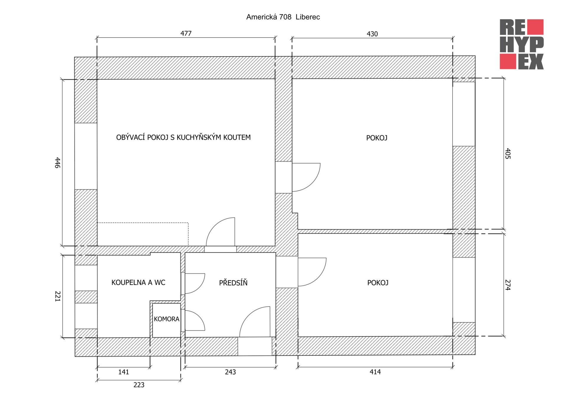 3+kk, Americká, Liberec, 66 m²