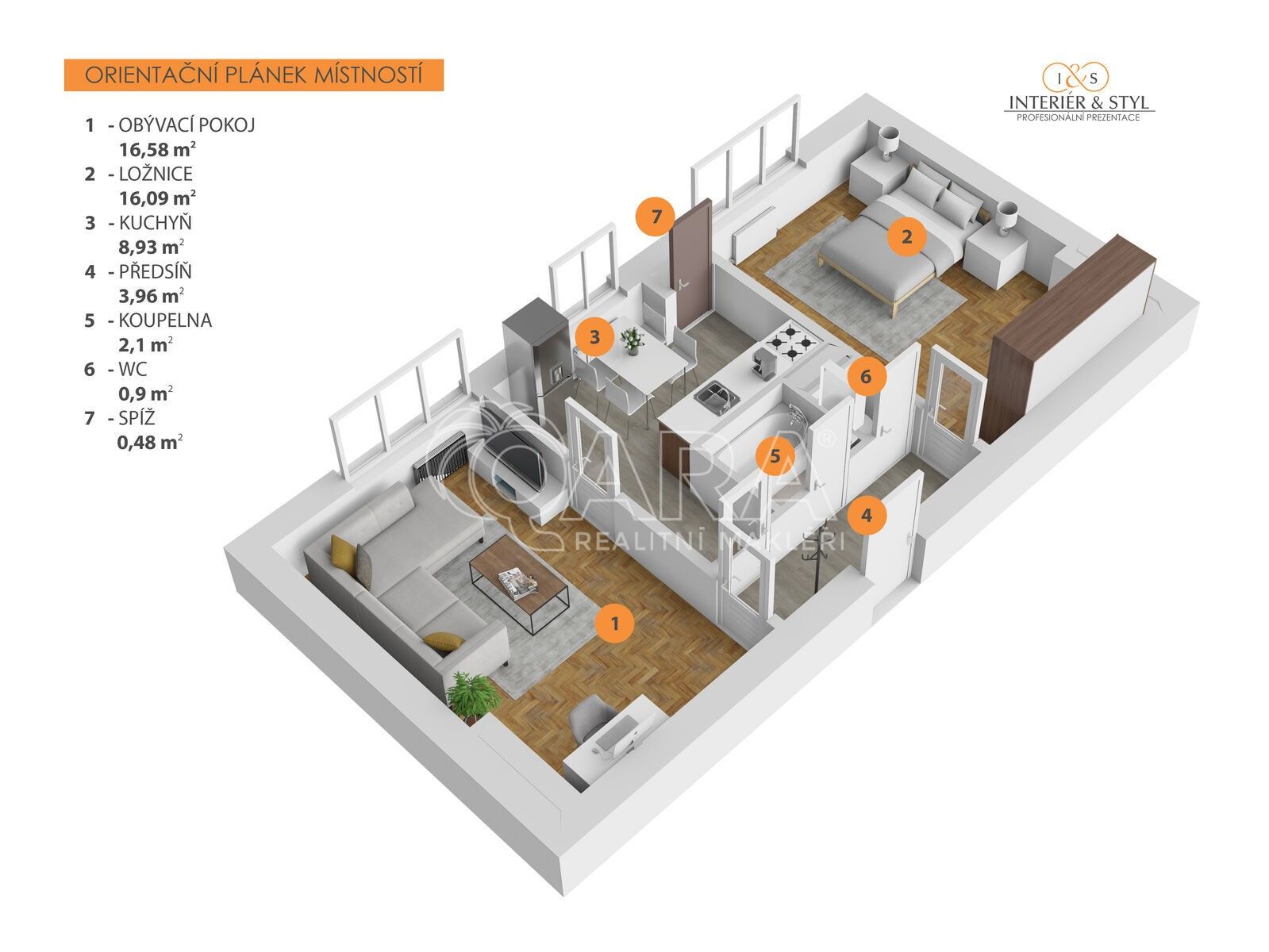 Prodej byt 2+1 - Štefánikova, Louny, 53 m²