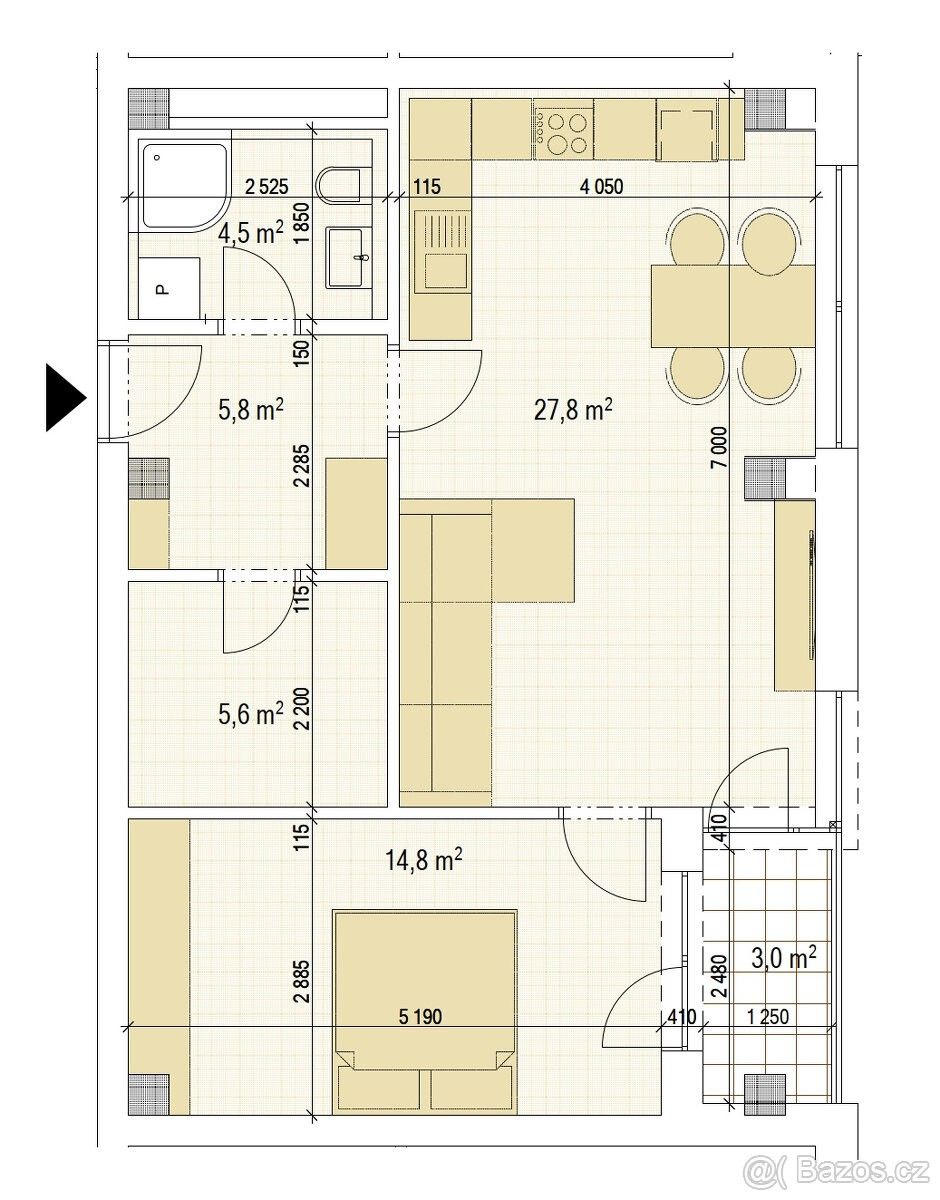 Pronájem byt 2+kk - Třebíč, 674 01, 59 m²