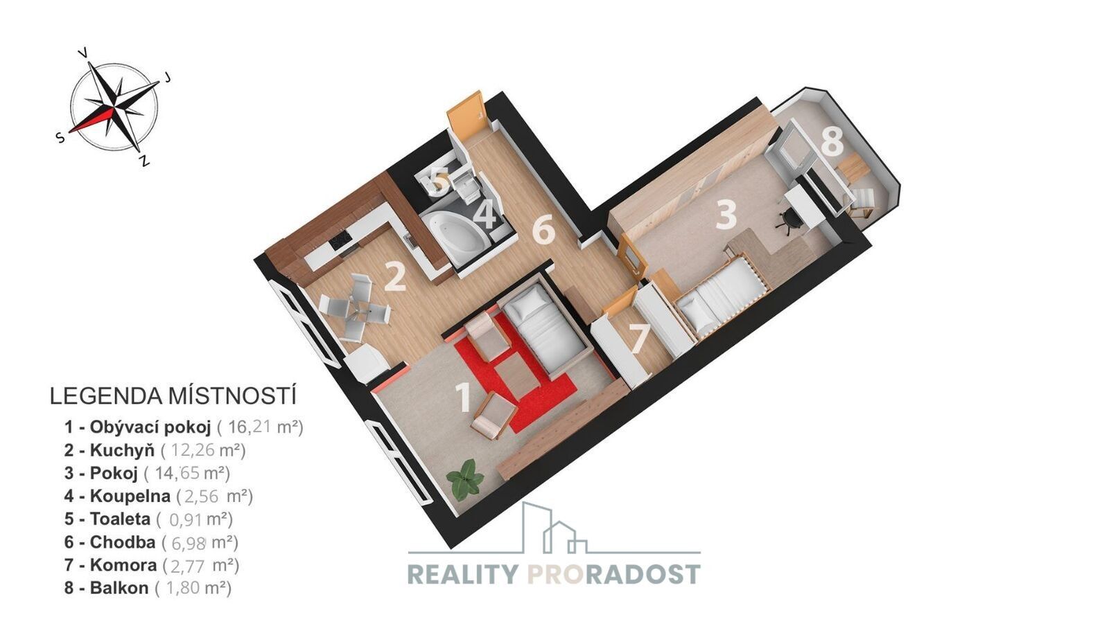 Prodej byt 2+1 - nám. Míru, Velké Opatovice, 60 m²