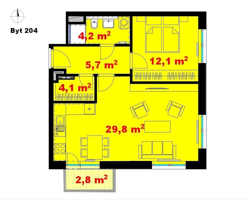 Prodej byt 2+kk - Fryčajova, Brno, 56 m²