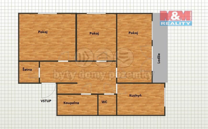 Pronájem byt 3+1 - Mojmírovců, Ostrava, 66 m²