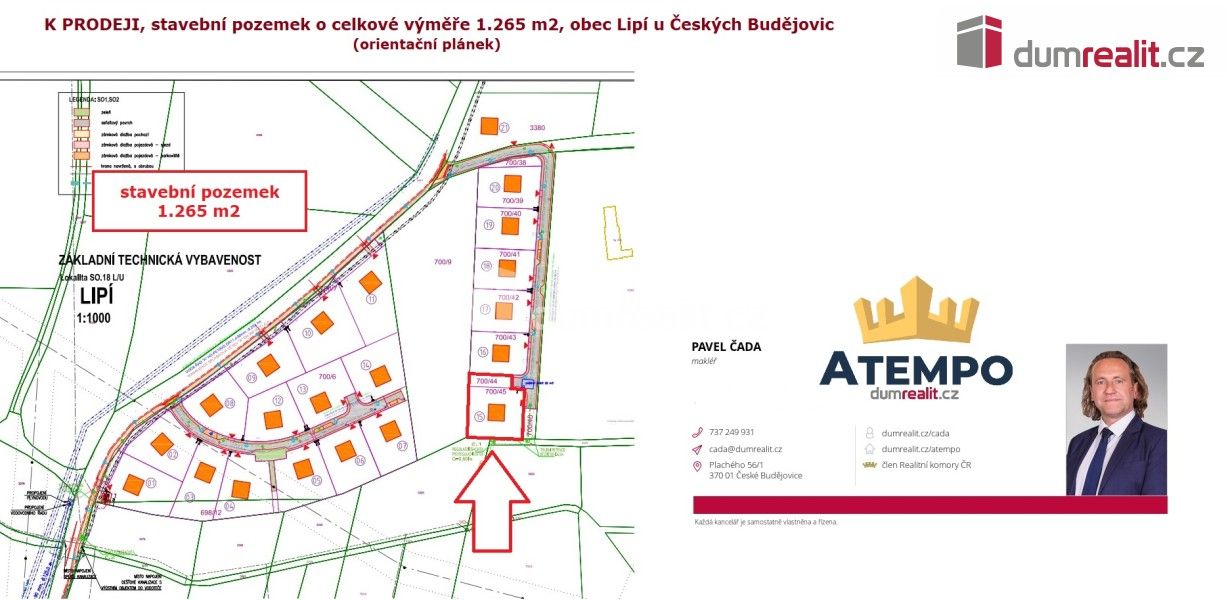 Prodej pozemek pro bydlení - Lipí, 1 265 m²