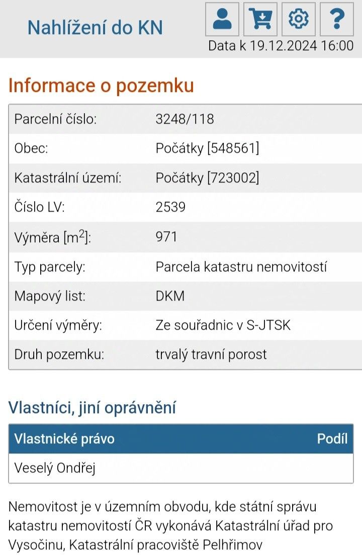 Prodej pozemek - Počátky, 394 64, 971 m²