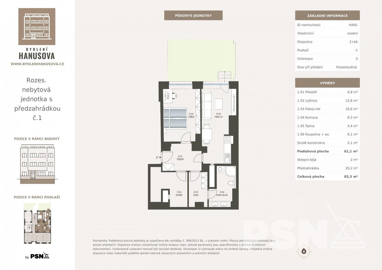 Sklady, Hanusova, Praha, 61 m²