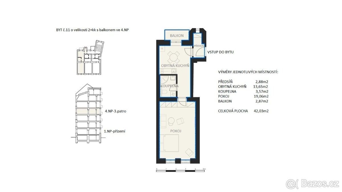 Pronájem byt 2+kk - Brno, 602 00, 42 m²