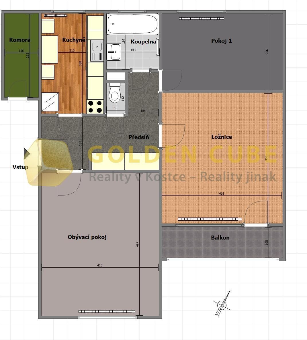 3+1, Podlešín, 71 m²