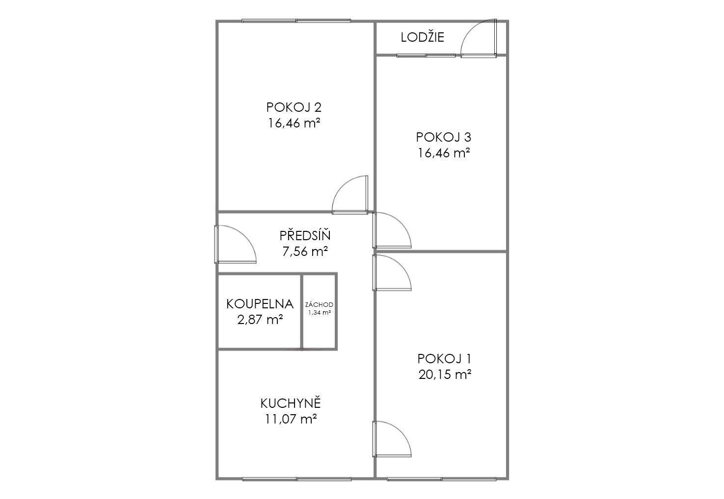 3+1, Kokašice, 76 m²