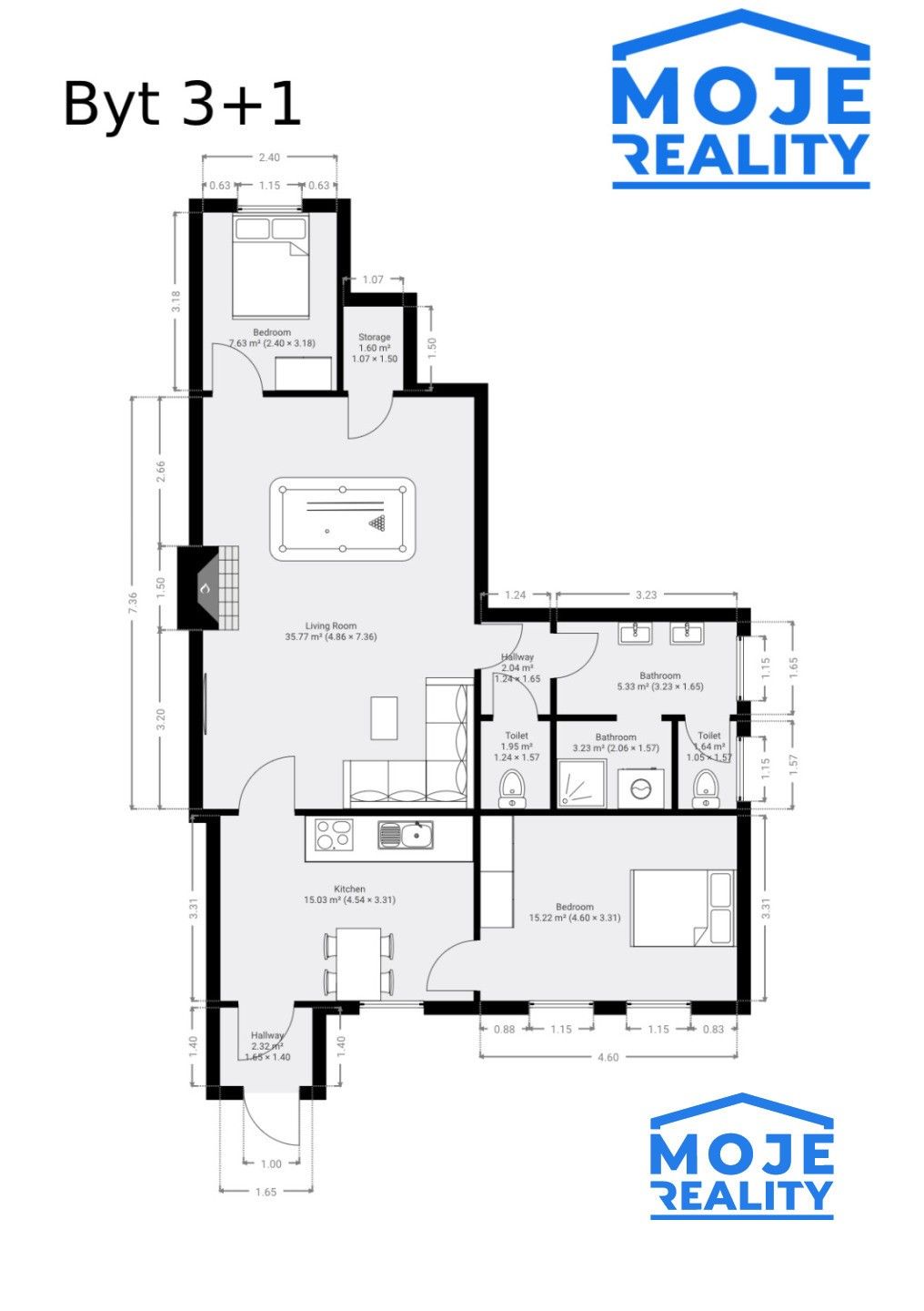 Pronájem byt 3+1 - Železná Ruda, 97 m²