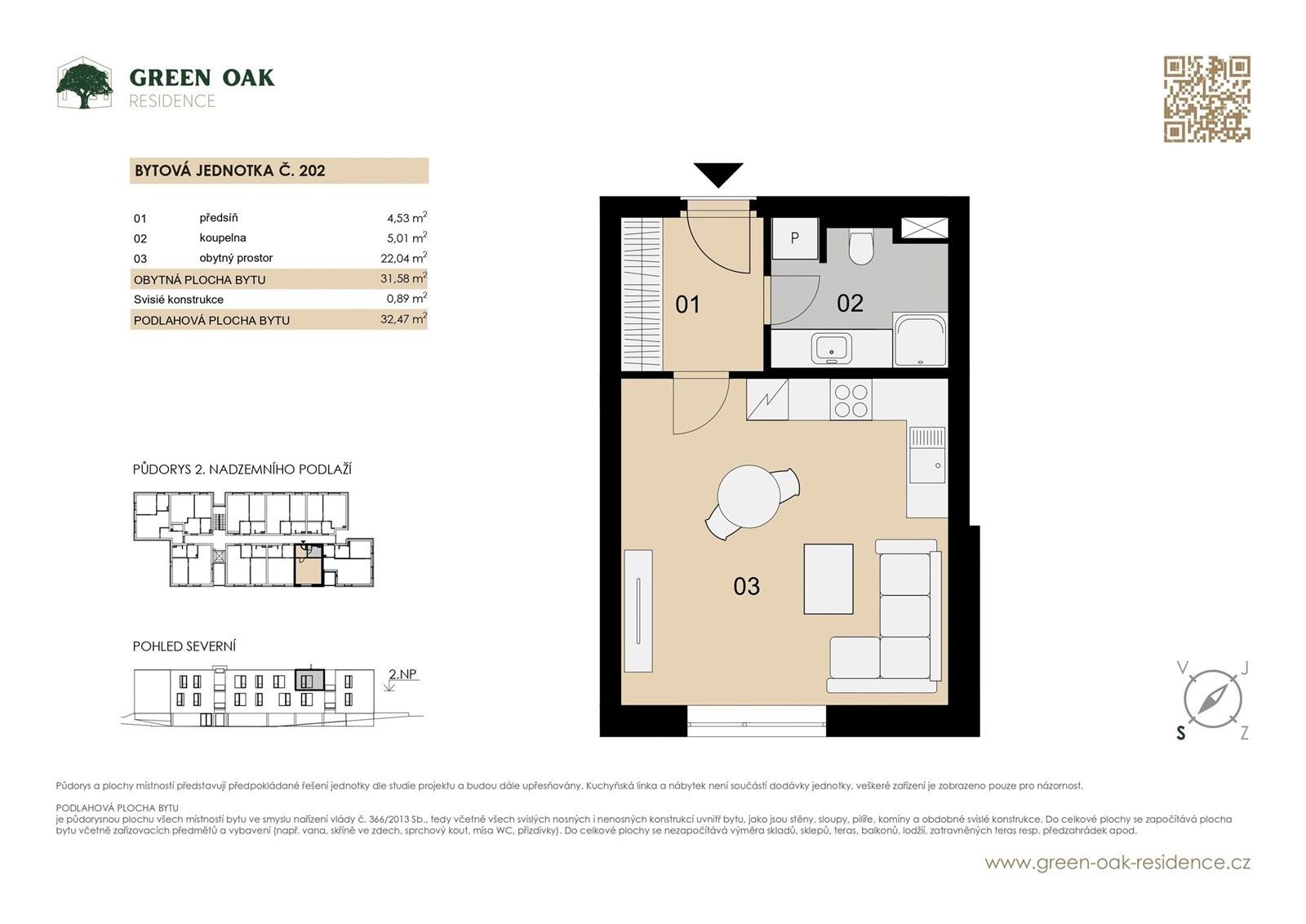 1+kk, K dubu, Praha, 32 m²