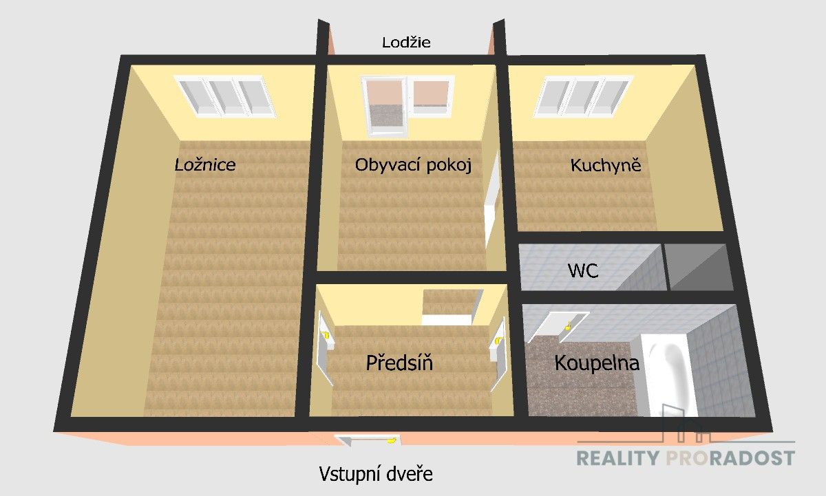 Pronájem byt 2+1 - Za Humny, Přerov, 49 m²