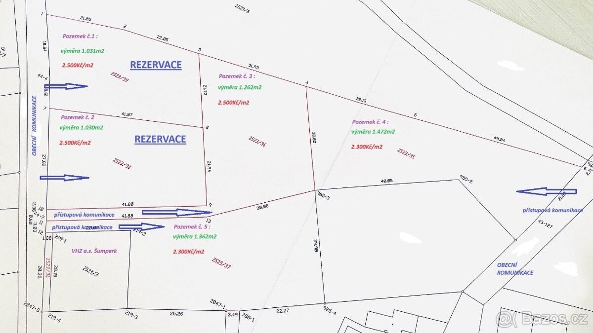 Prodej pozemek pro bydlení - Šumperk, 787 01, 1 262 m²