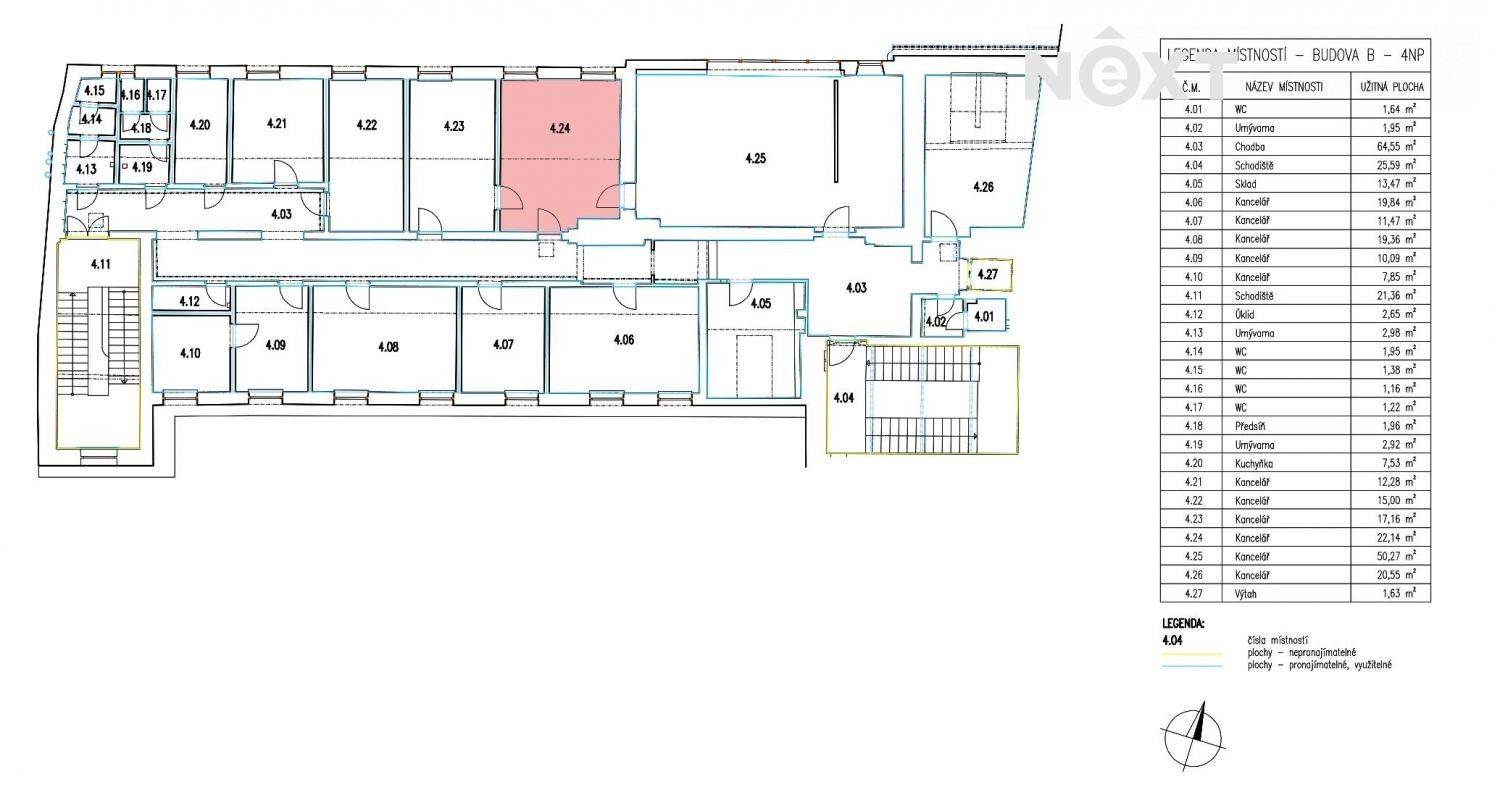 Pronájem kancelář - Revoluční, Praha, 22 m²