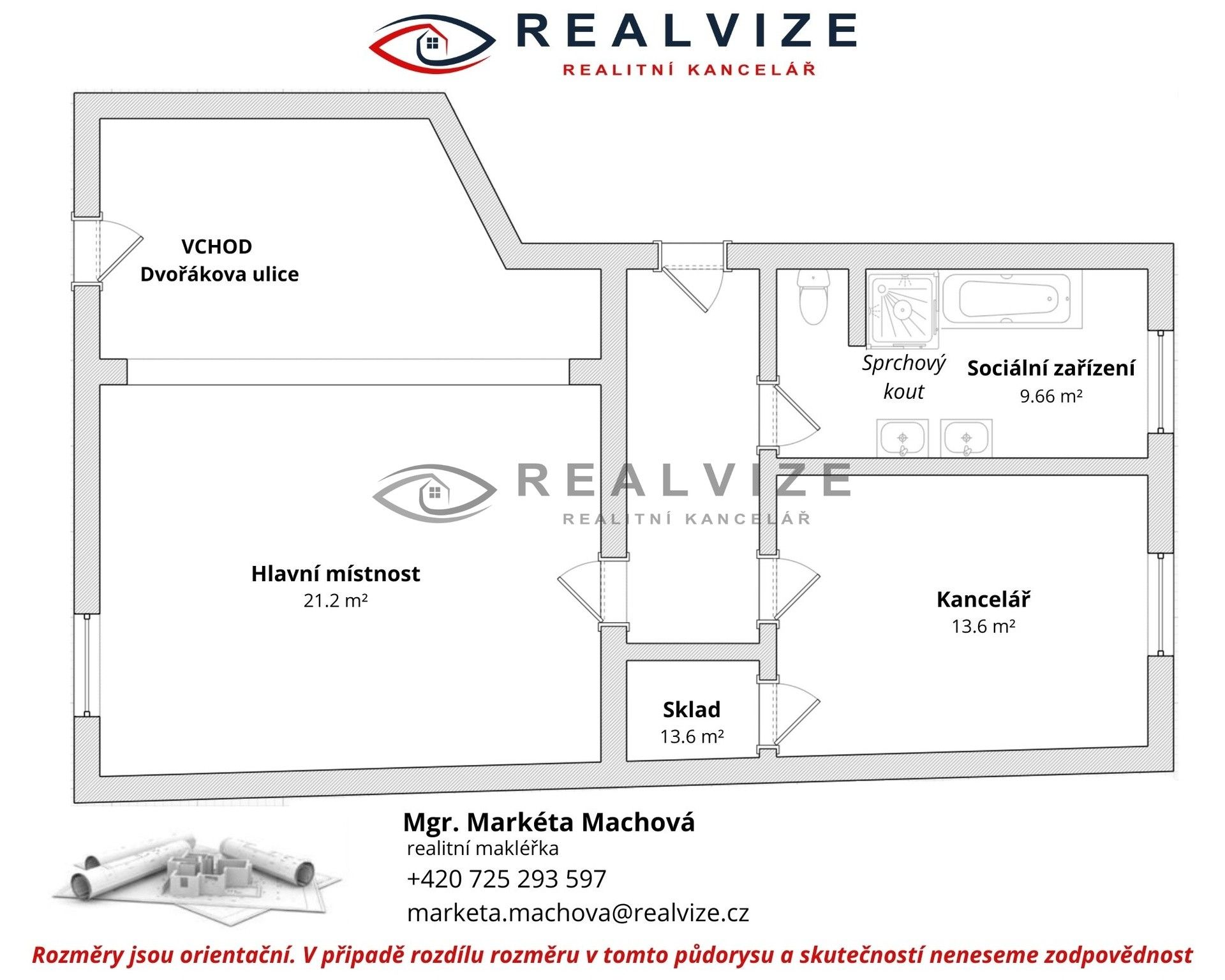 Pronájem obchodní prostory - Dvořákova, České Budějovice, 73 m²