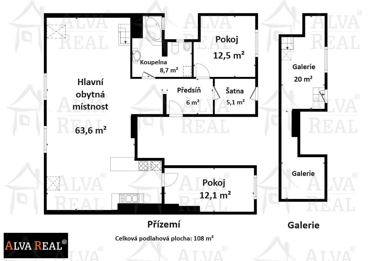 3+kk, Mlýnská, Brno, 108 m²