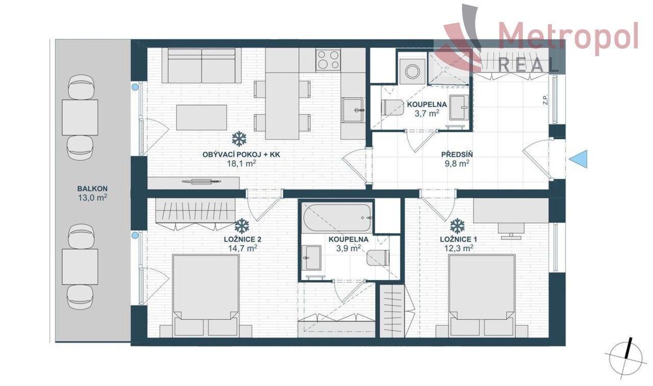 Prodej byt 3+kk - Milánská, Praha, 67 m²