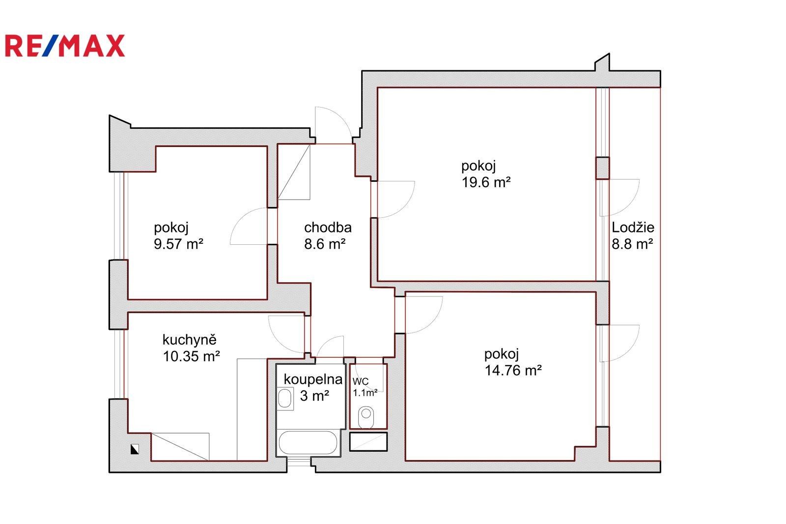 Prodej byt 3+1 - Dešov, 76 m²