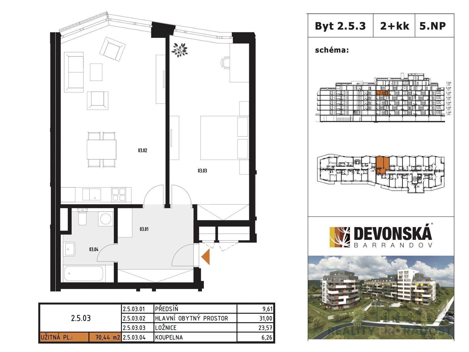 Pronájem byt 2+kk - Devonská, Praha, 71 m²