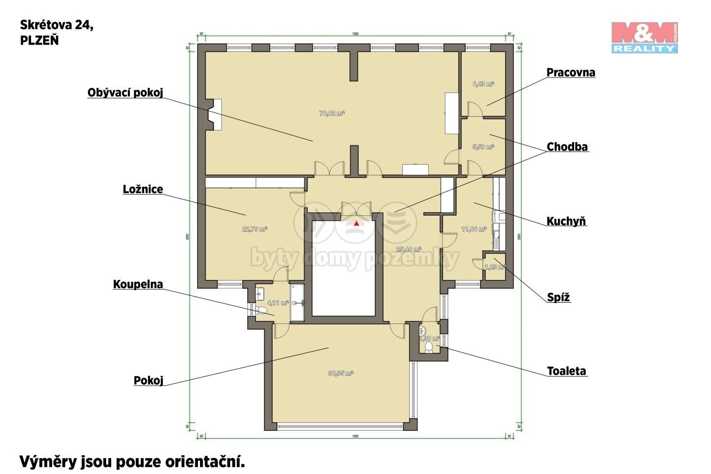 Prodej byt 3+1 - Skrétova, Plzeň, 179 m²