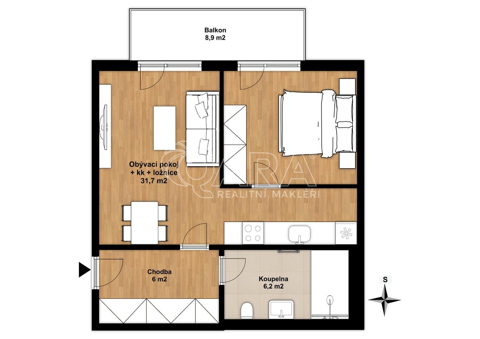 Pronájem byt 2+kk - Šiklové,Smíchov,Praha 5, 43 m²