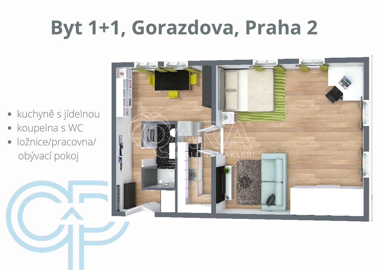 Prodej byt 1+1 - Gorazdova, Praha, 66 m²