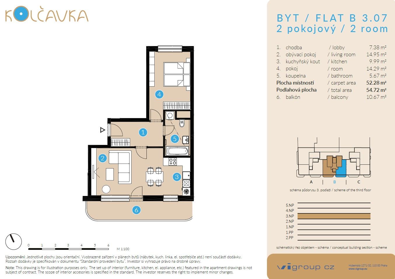 Prodej byt 2+kk - Nad Kolčavkou, Praha, 52 m²