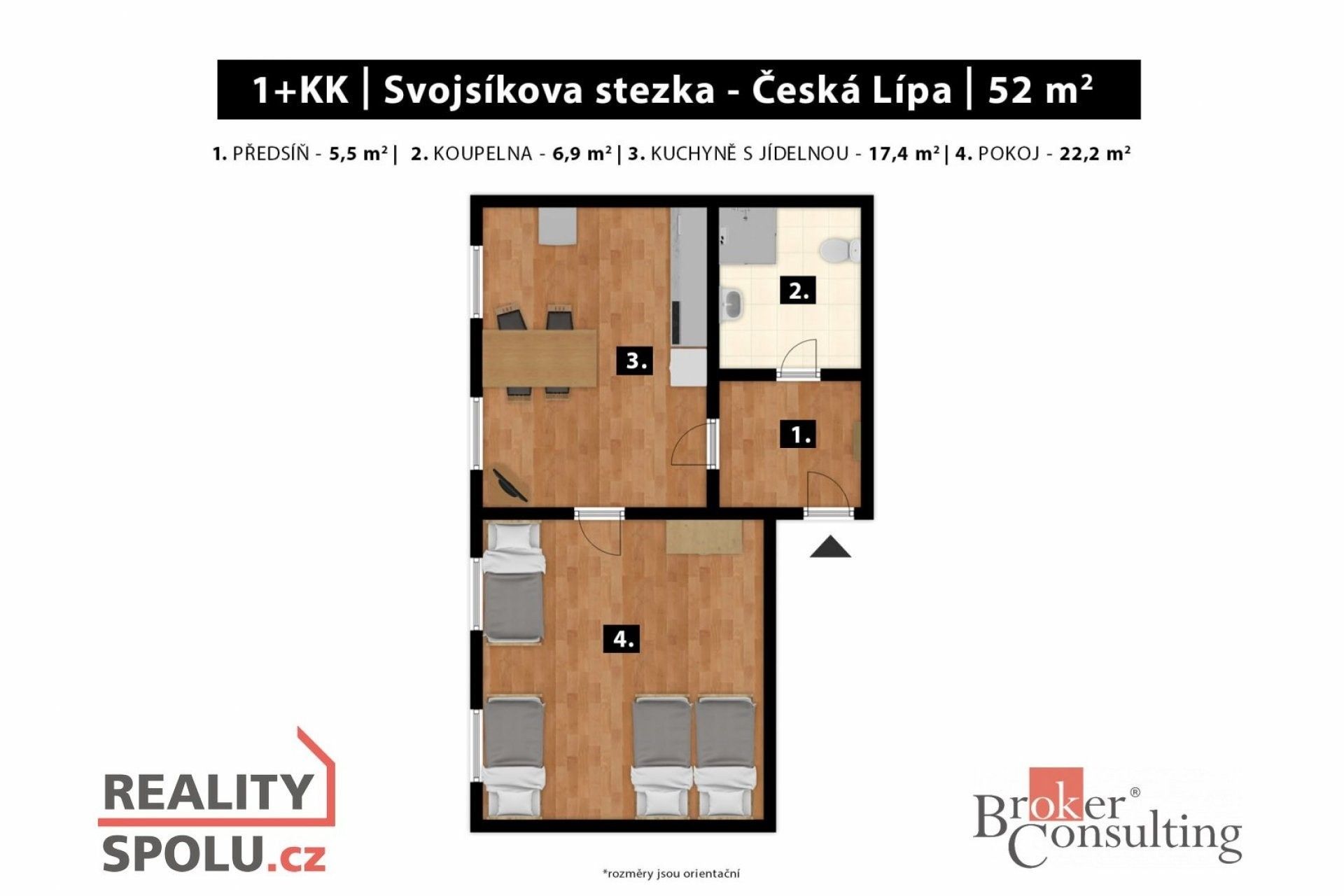 Prodej byt 2+kk - Svojsíkova stezka, Česká Lípa, 52 m²