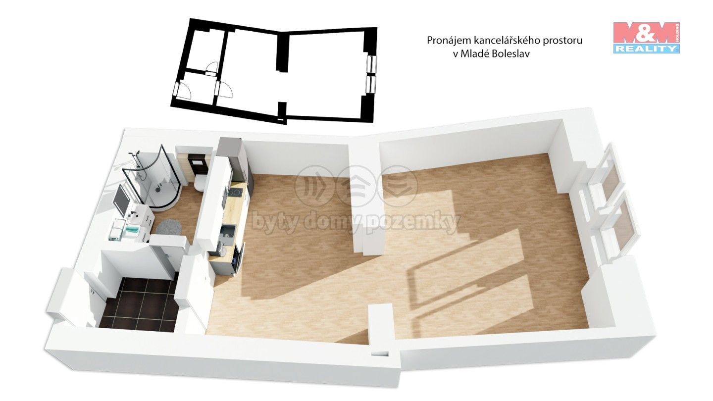 Pronájem kancelář - Staroměstské náměstí, Mladá Boleslav, 49 m²