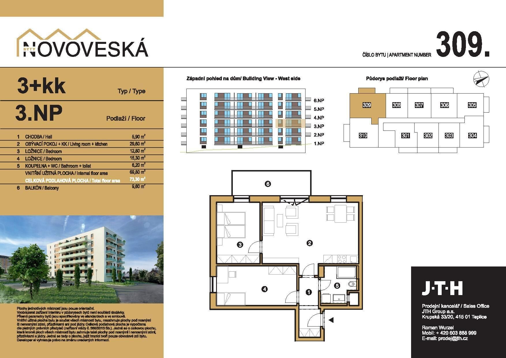 3+kk, Novoveská, Teplice, 83 m²