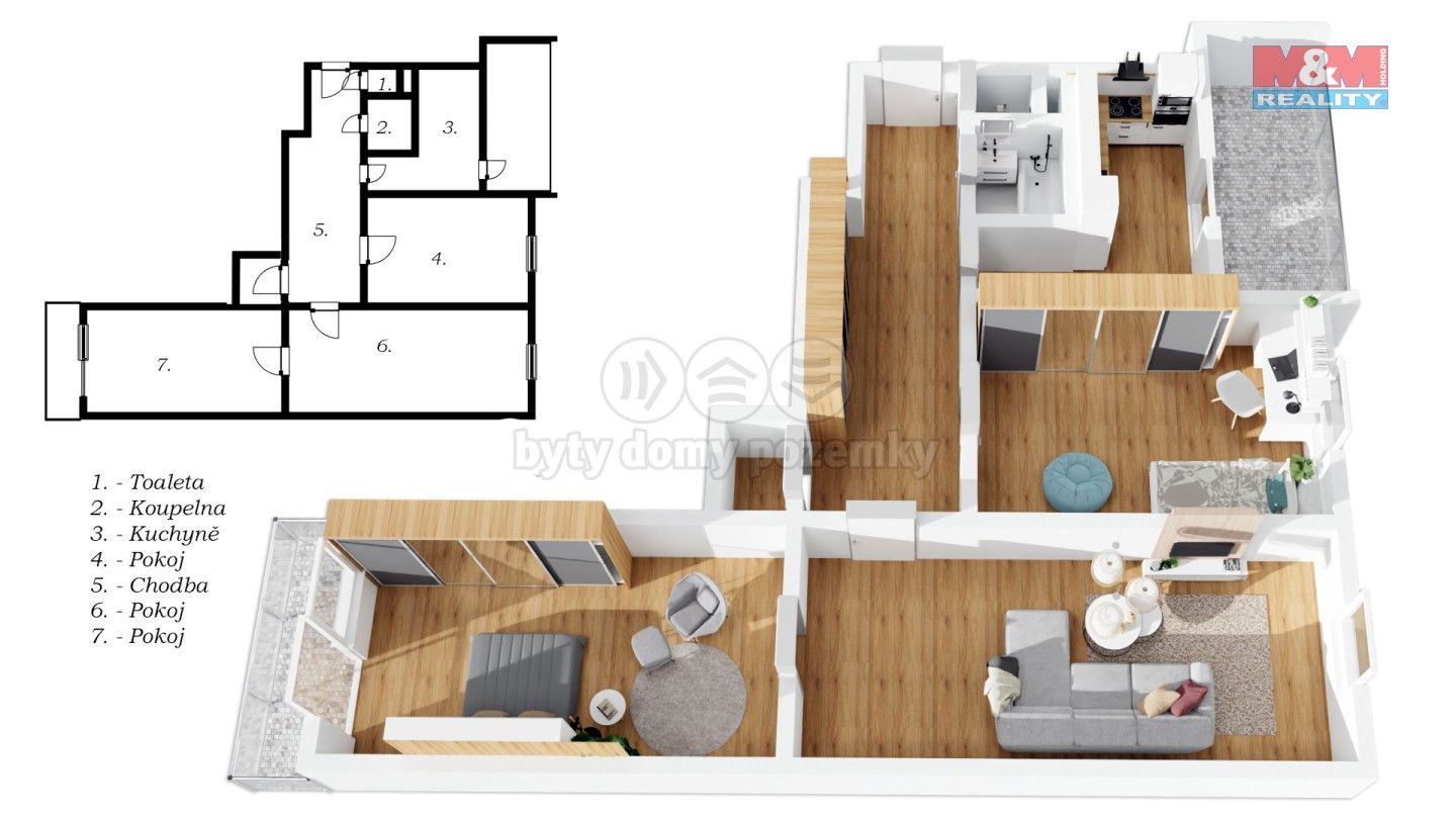 Prodej byt 3+1 - Palackého třída, Pardubice, 109 m²