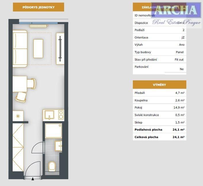 Prodej byt 1+kk - Stýblova, Praha, 24 m²