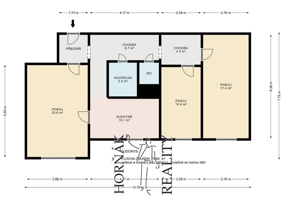 Prodej byt 3+1 - Havanská, Tábor, 69 m²