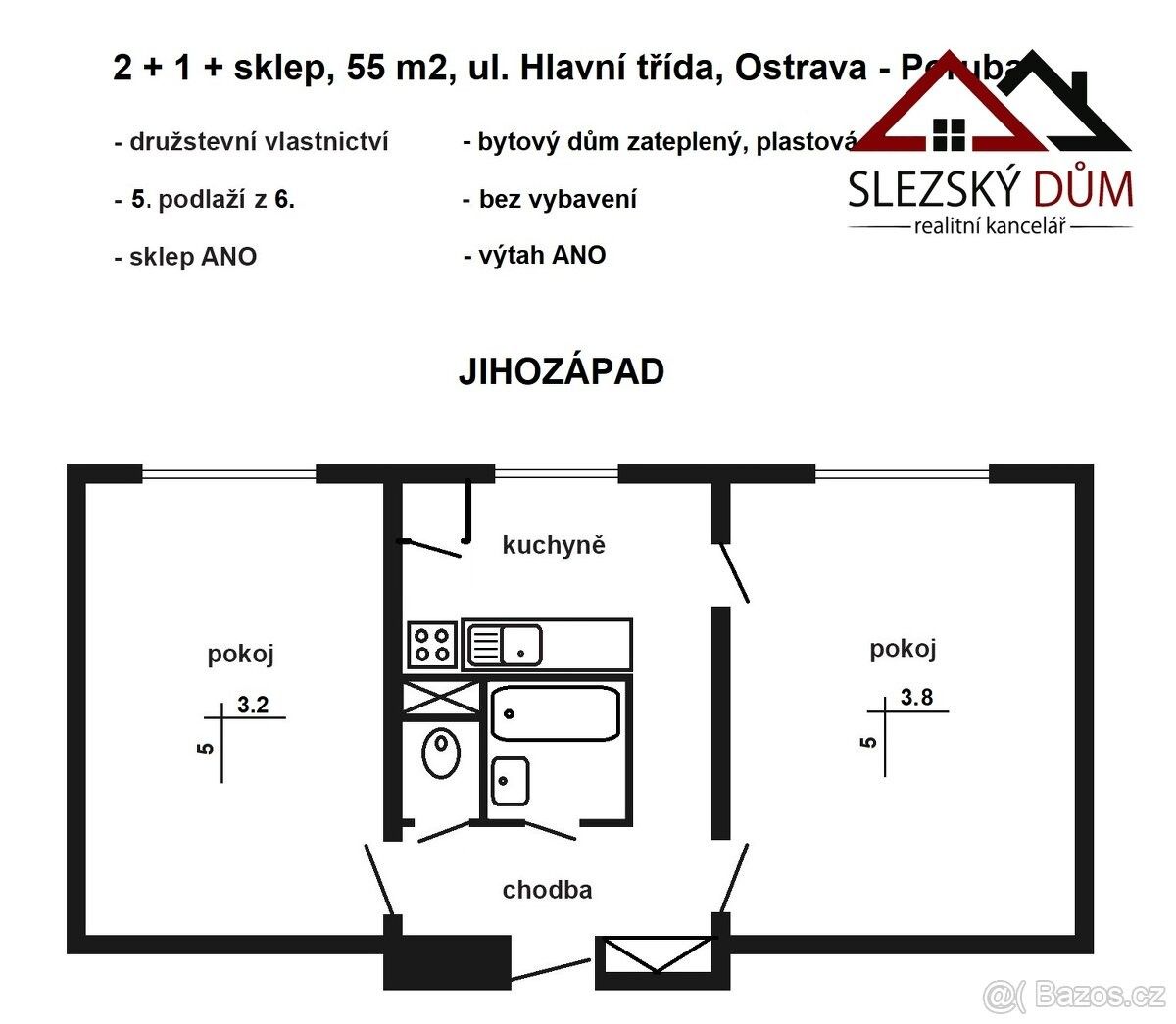 Pronájem byt 2+1 - Ostrava, 708 00, 55 m²