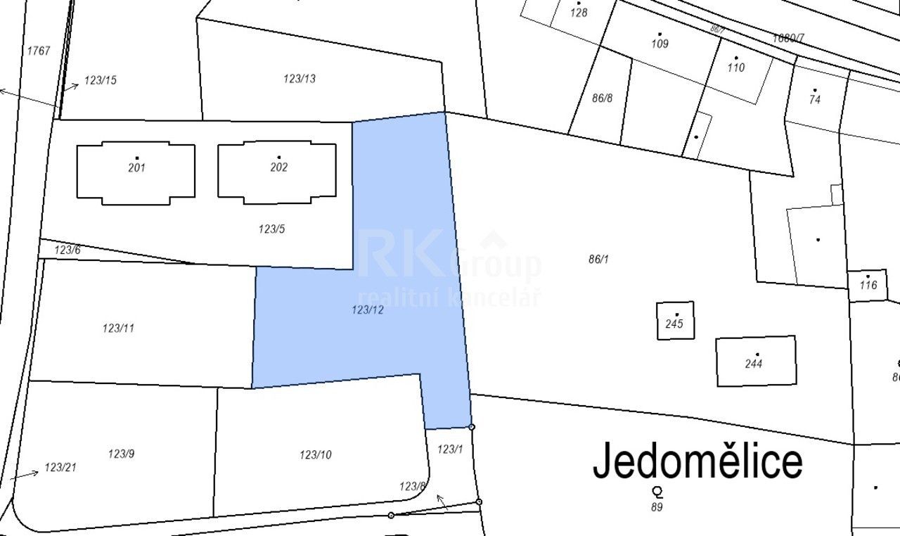 Pozemky pro bydlení, Jedomělice, 1 313 m²