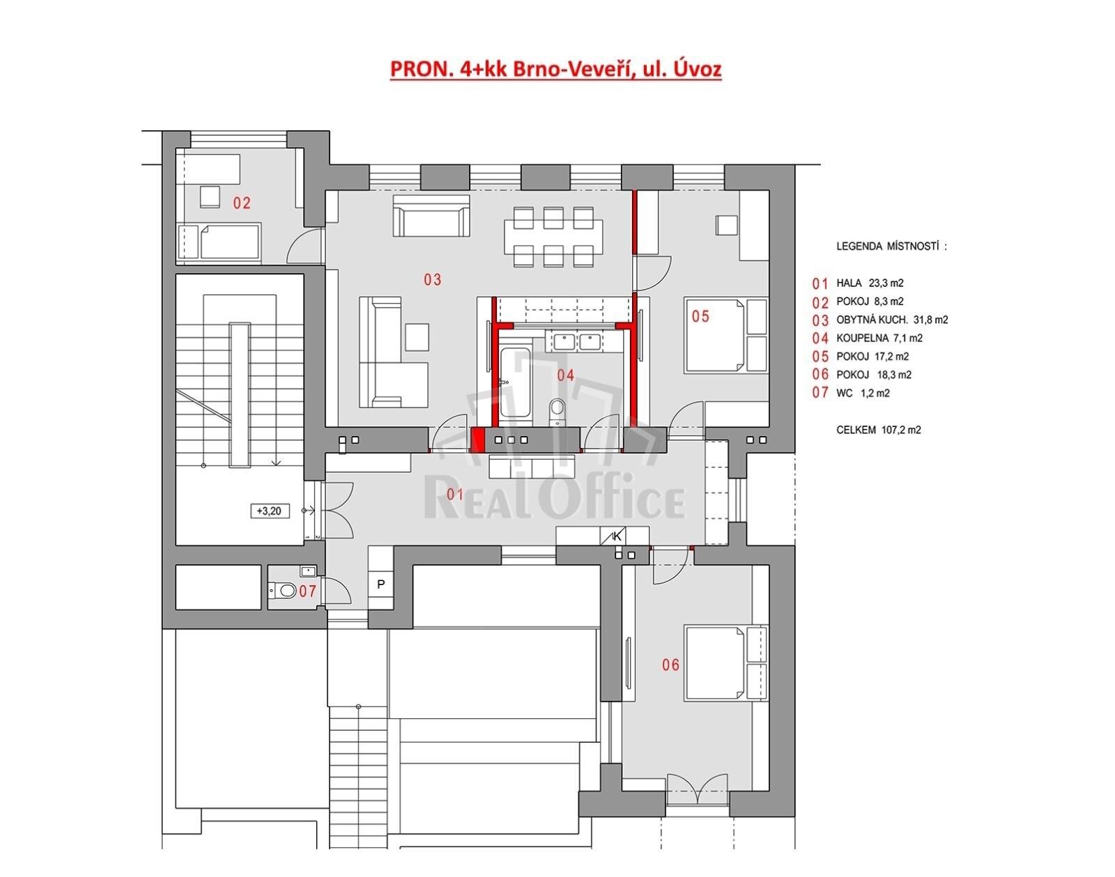 Pronájem byt 4+kk - Úvoz, Brno, 107 m²