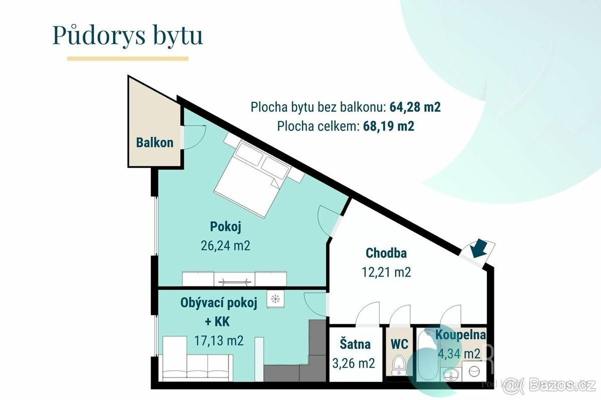 Prodej byt 2+kk - Odolena Voda, 250 70, 68 m²