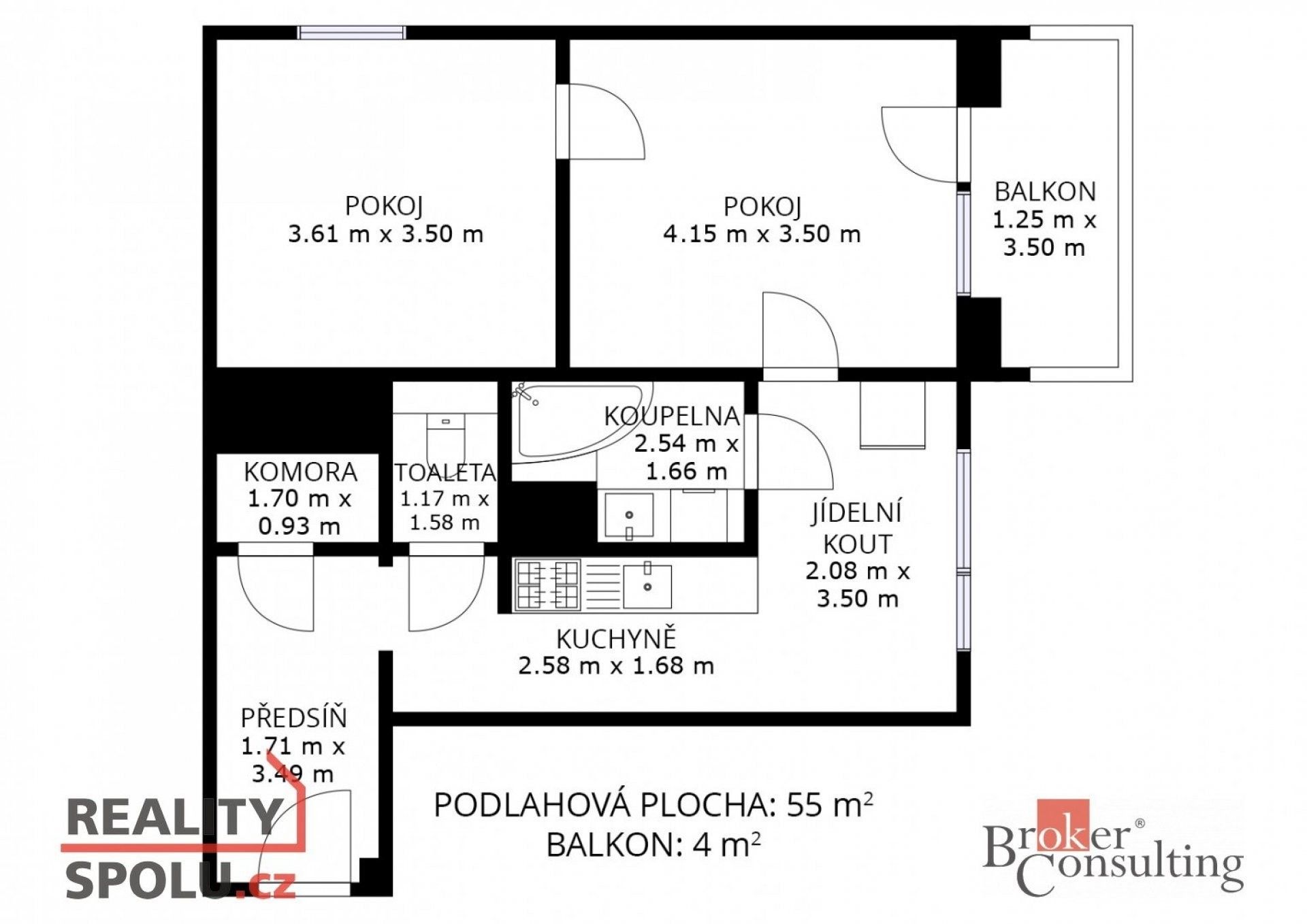 Prodej byt 2+1 - Palackého, Znojmo, 57 m²