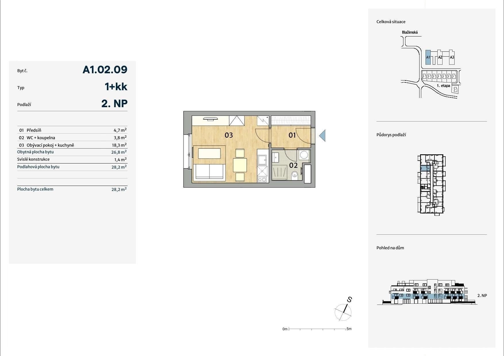 1+kk, Blažimská, Praha, 28 m²