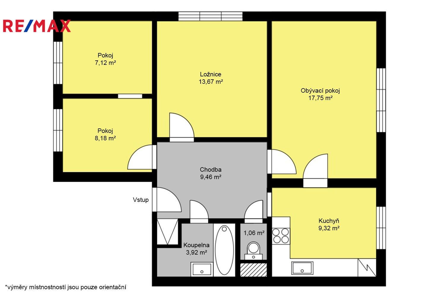 Prodej byt 4+1 - Vrbčany, 71 m²