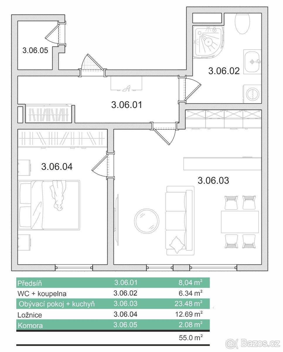 Prodej byt 2+kk - České Budějovice, 370 04, 55 m²